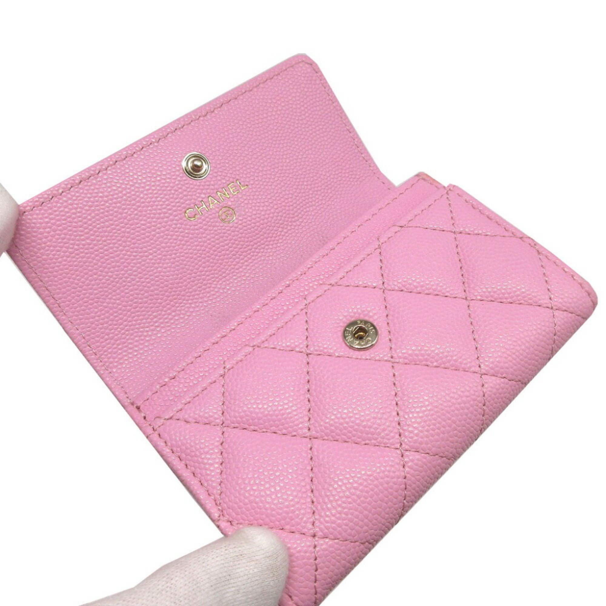 Chanel Matelasse Coco Mark Caviar Skin AP3187 Random Seal Pink Card Case 0485CHANEL