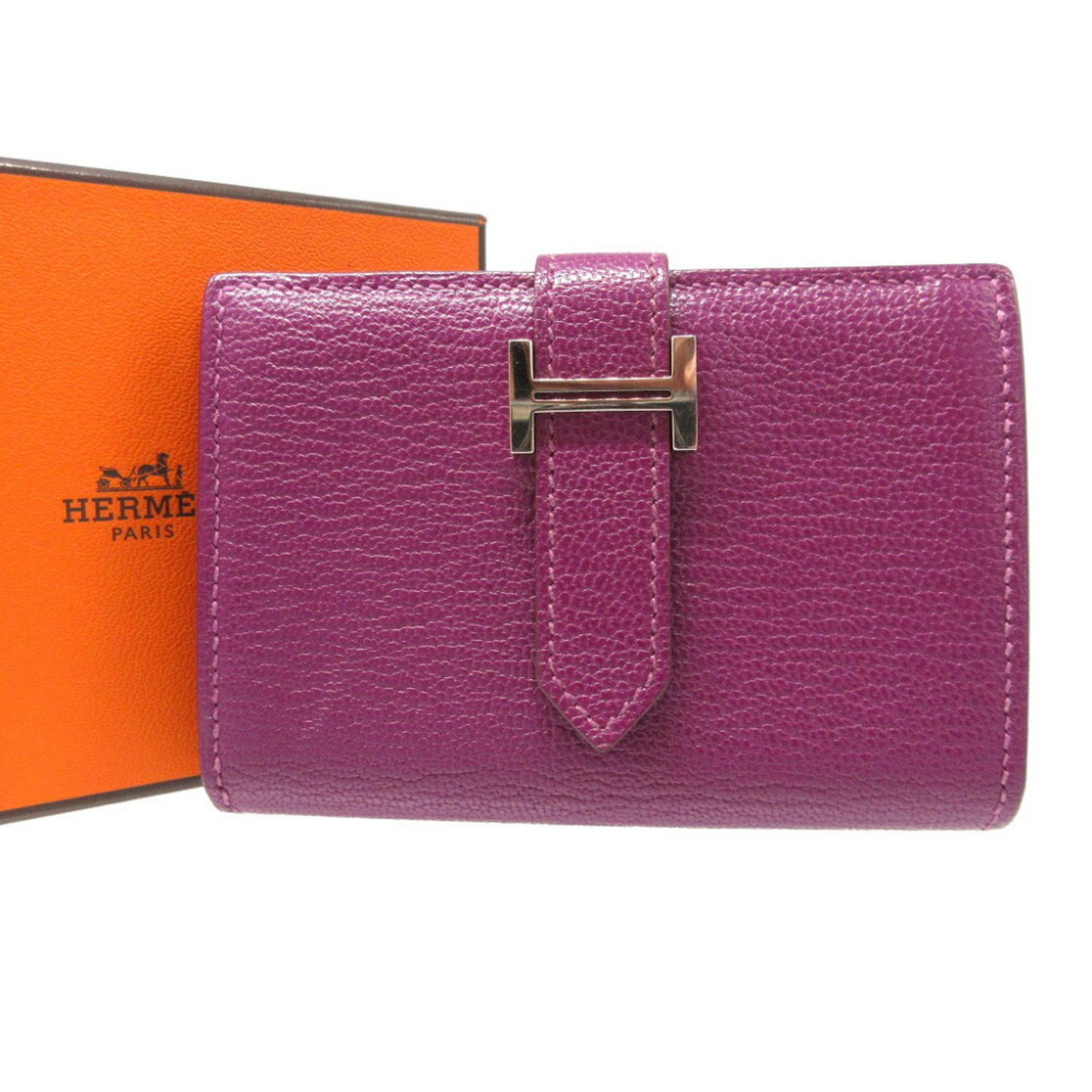 Hermes Bearn T stamp (made in 2015) Chevre Anemone card case, coin wallet 0444HERMES