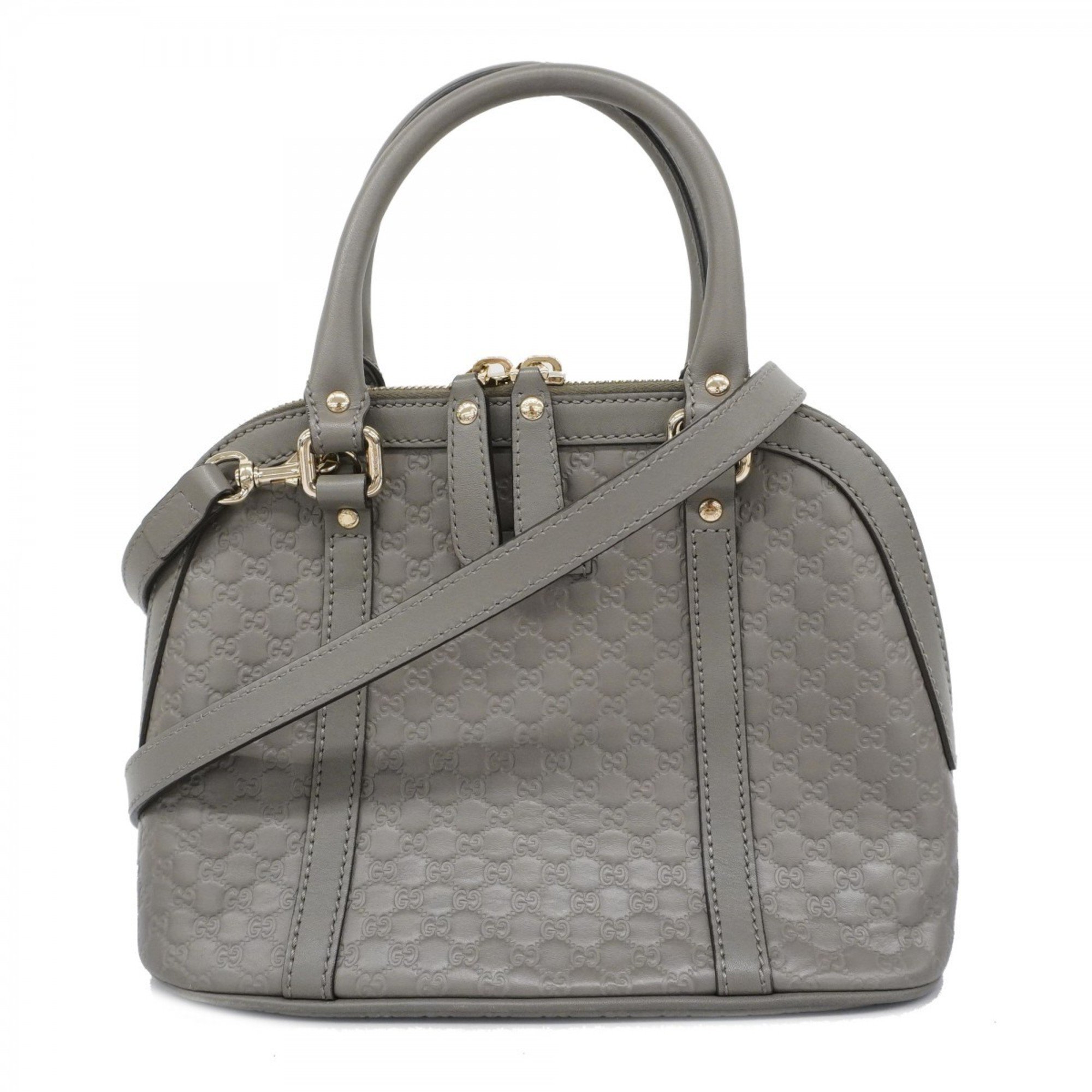 Gucci handbag Micro Guccissima 449654 leather grey champagne ladies