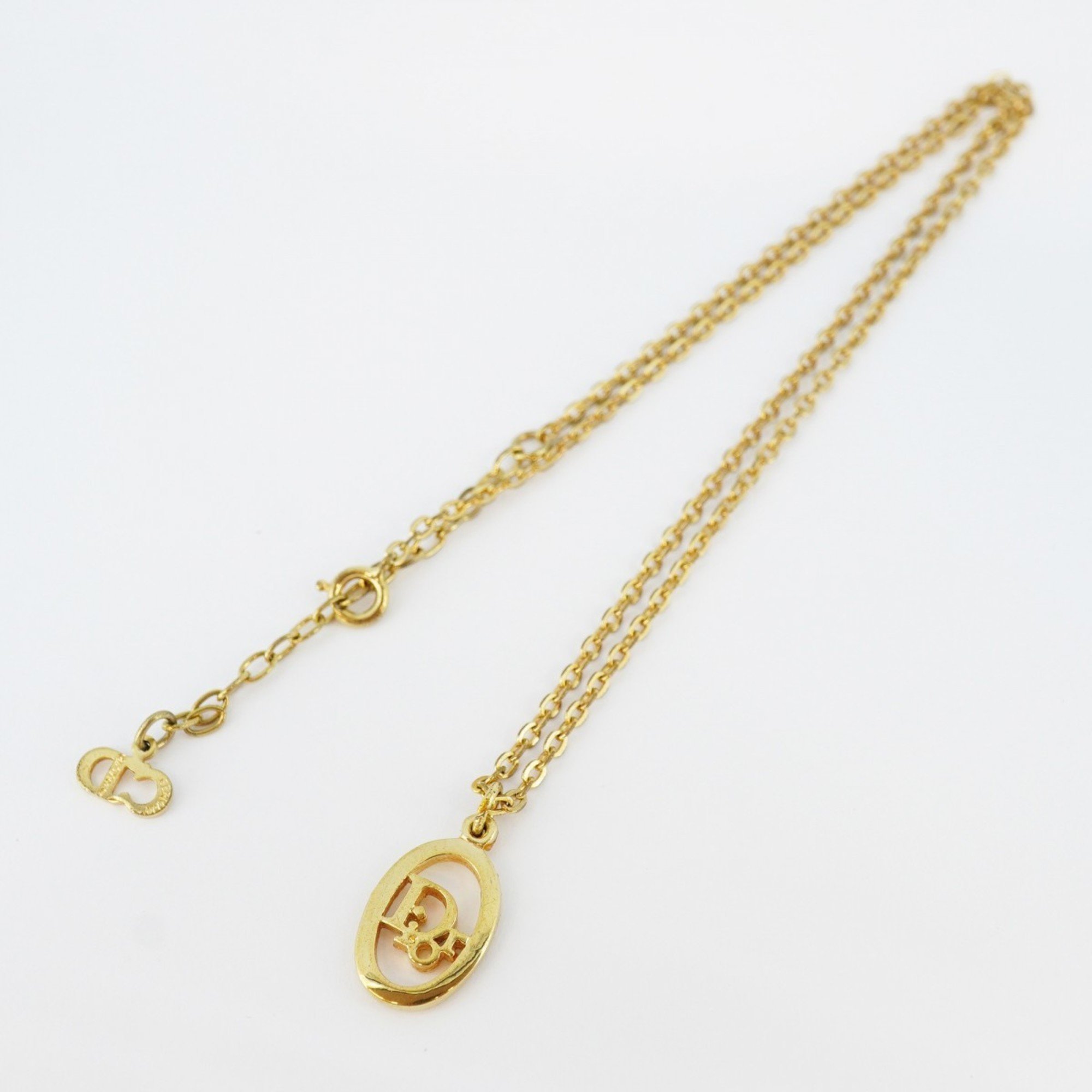 Christian Dior Necklace Oval GP Plated Gold Ladies