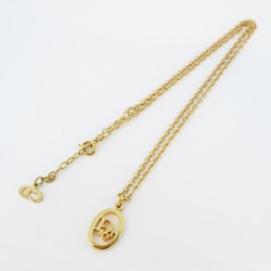 Christian Dior Necklace Oval GP Plated Gold Ladies