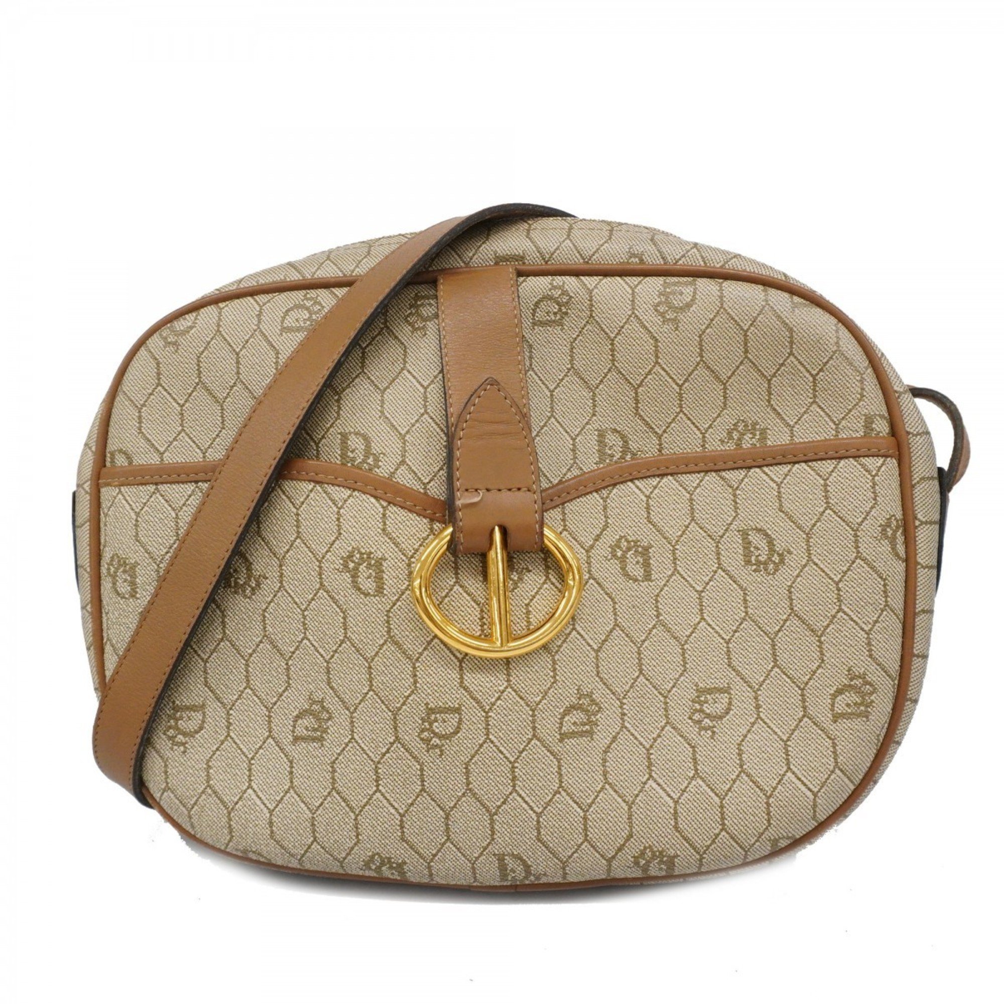 Christian Dior Shoulder Bag Honeycomb Beige Brown Women's