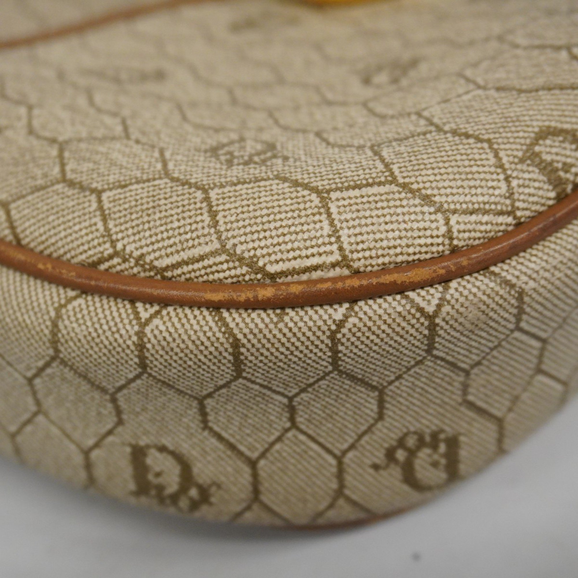 Christian Dior Shoulder Bag Honeycomb Beige Brown Women's