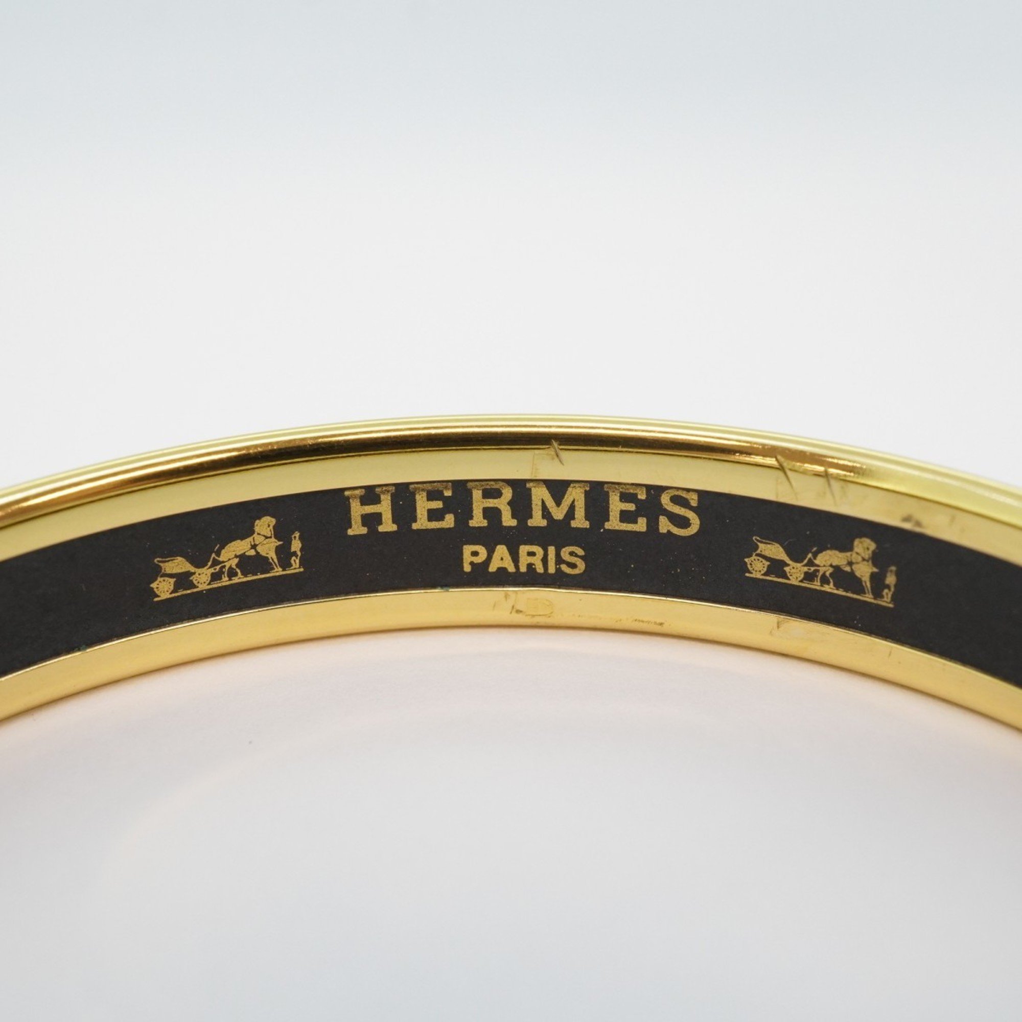 Hermes Bangle, Enamel PM, GP Plating, Cloisonne, Gold, Multicolor, Women's