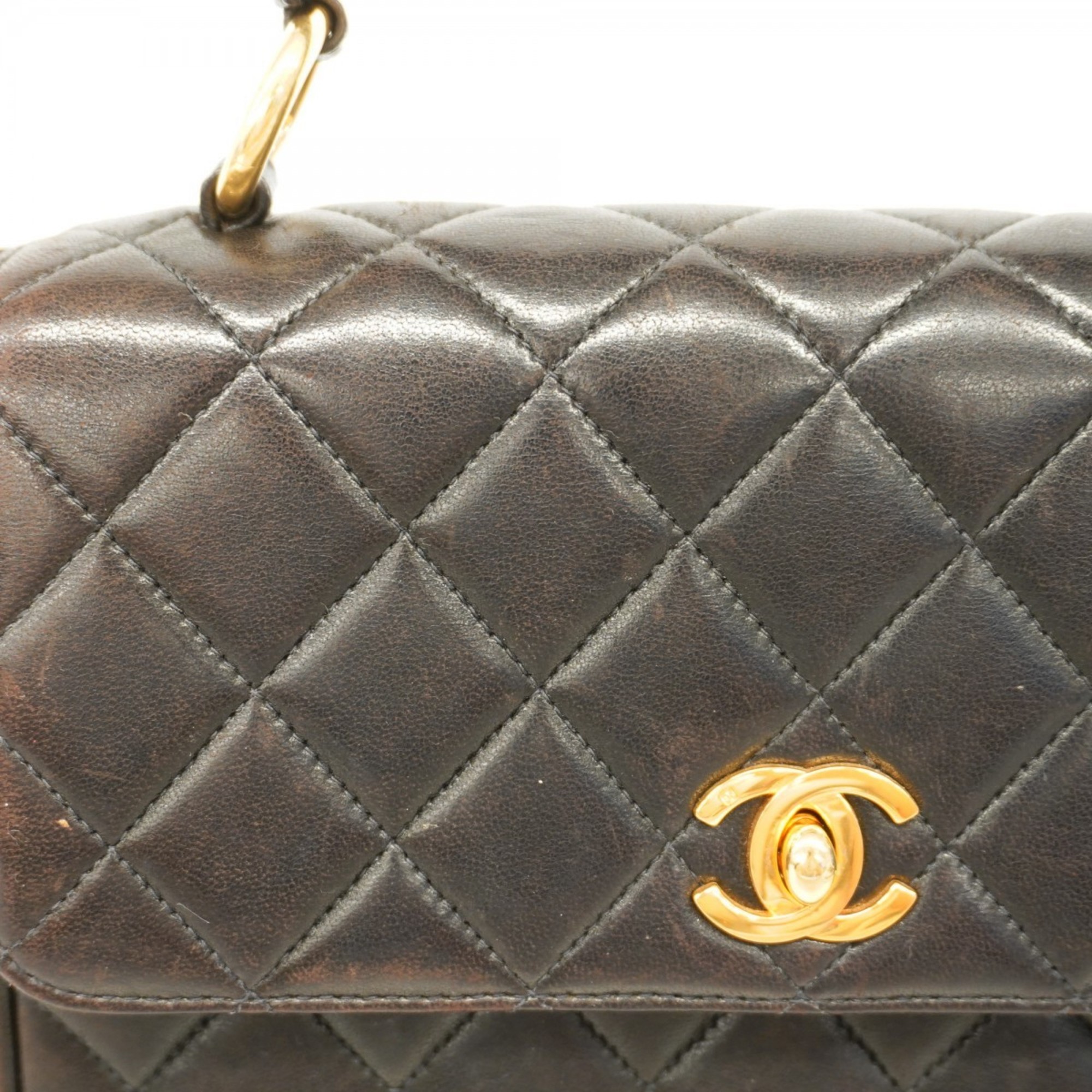 Chanel handbag, matelassé, lambskin, black, women's