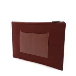 HERMES Toudou 37 Color Block Clutch Bag Felt Epsom Leather Bordeaux Dark Navy C Stamp