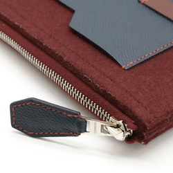 HERMES Toudou 37 Color Block Clutch Bag Felt Epsom Leather Bordeaux Dark Navy C Stamp