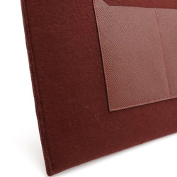 HERMES Toudou 37 Color Block Clutch Bag Felt Epsom Leather Bordeaux Dark Navy C Stamp