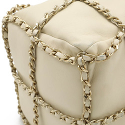 CHANEL Coco Mark Chain Shoulder Bag Bucket Lambskin Leather Ivory AS2313