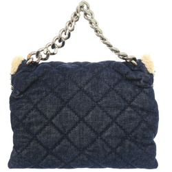 Stella McCartney quilted denim faux shearling chain shoulder bag, mouton boa 391924 W9858 F16 495151 01 cotton navy 0501Stella