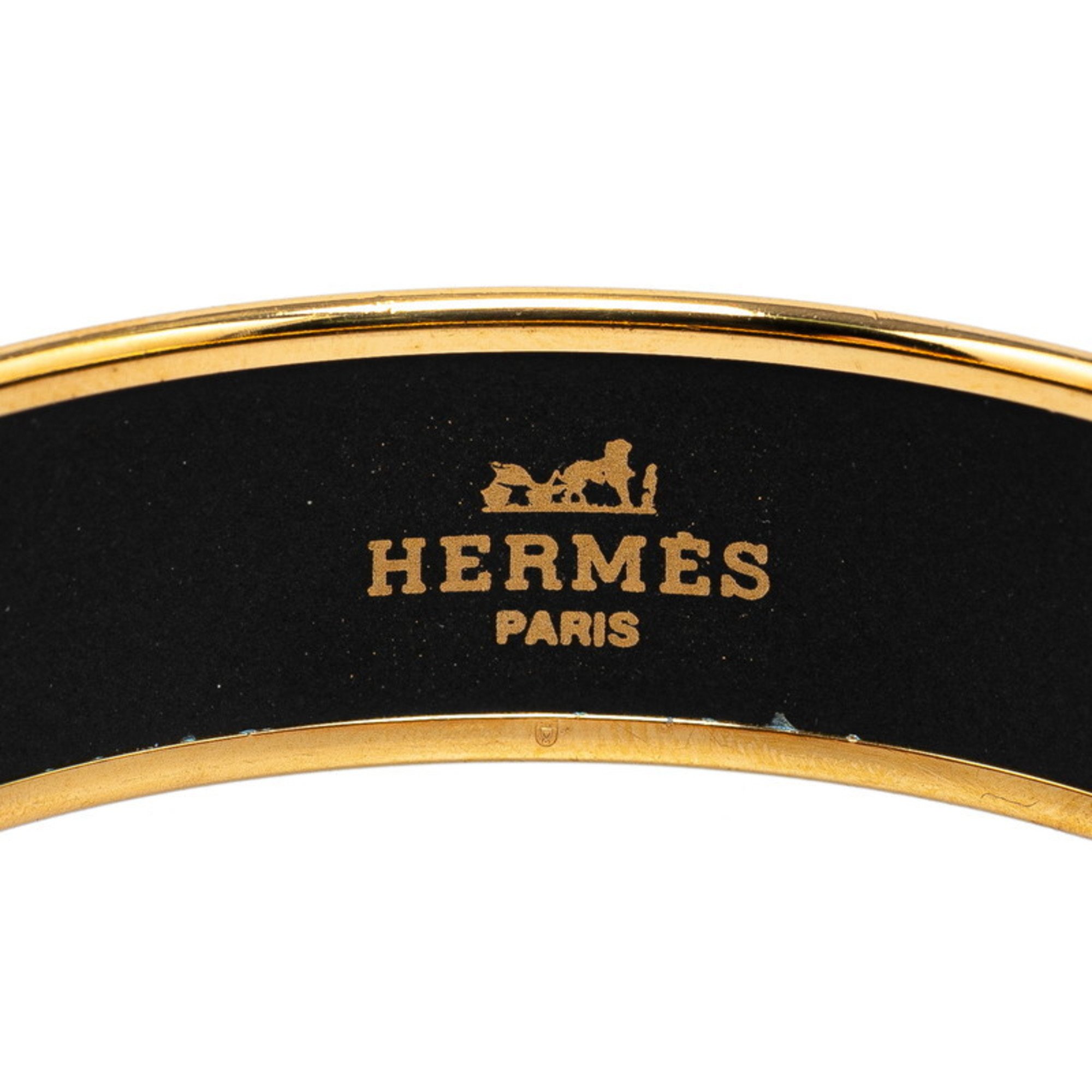 Hermes GM enamel bird duck motif bangle gold plated ladies HERMES