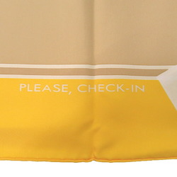 Hermes Carre PLEASE CHECK-IN Kelly Silk Yellow Beige Scarf Muffler 0818HERMES