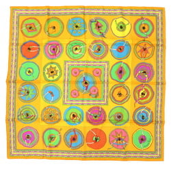 Hermes Carré 90 "Mexican Dance" Belles du Mexique Silk Orange Multicolor Scarf Muffler 1598HERMES