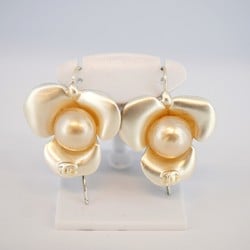 Chanel earrings Coco mark camellia fake pearl metal silver white ladies