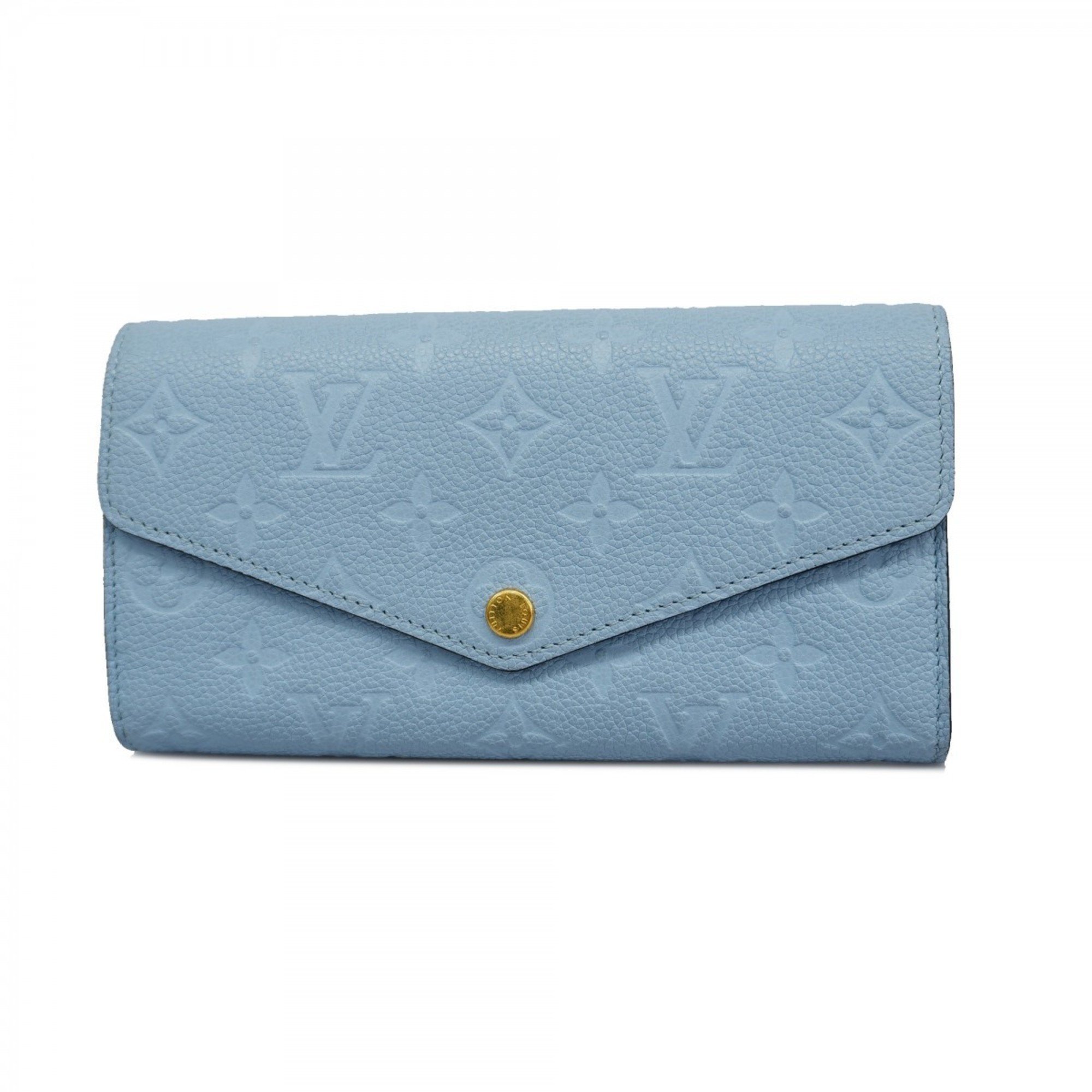 Louis Vuitton Long Wallet Monogram Empreinte Portefeuille Sarah NM M17779 Washed Blue Ladies