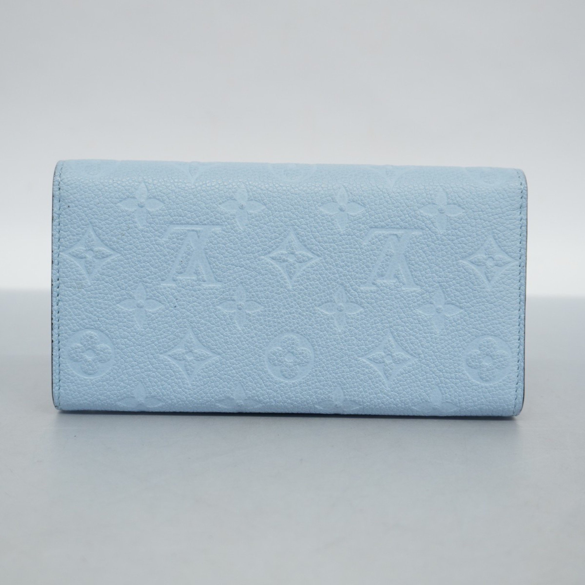 Louis Vuitton Long Wallet Monogram Empreinte Portefeuille Sarah NM M17779 Washed Blue Ladies