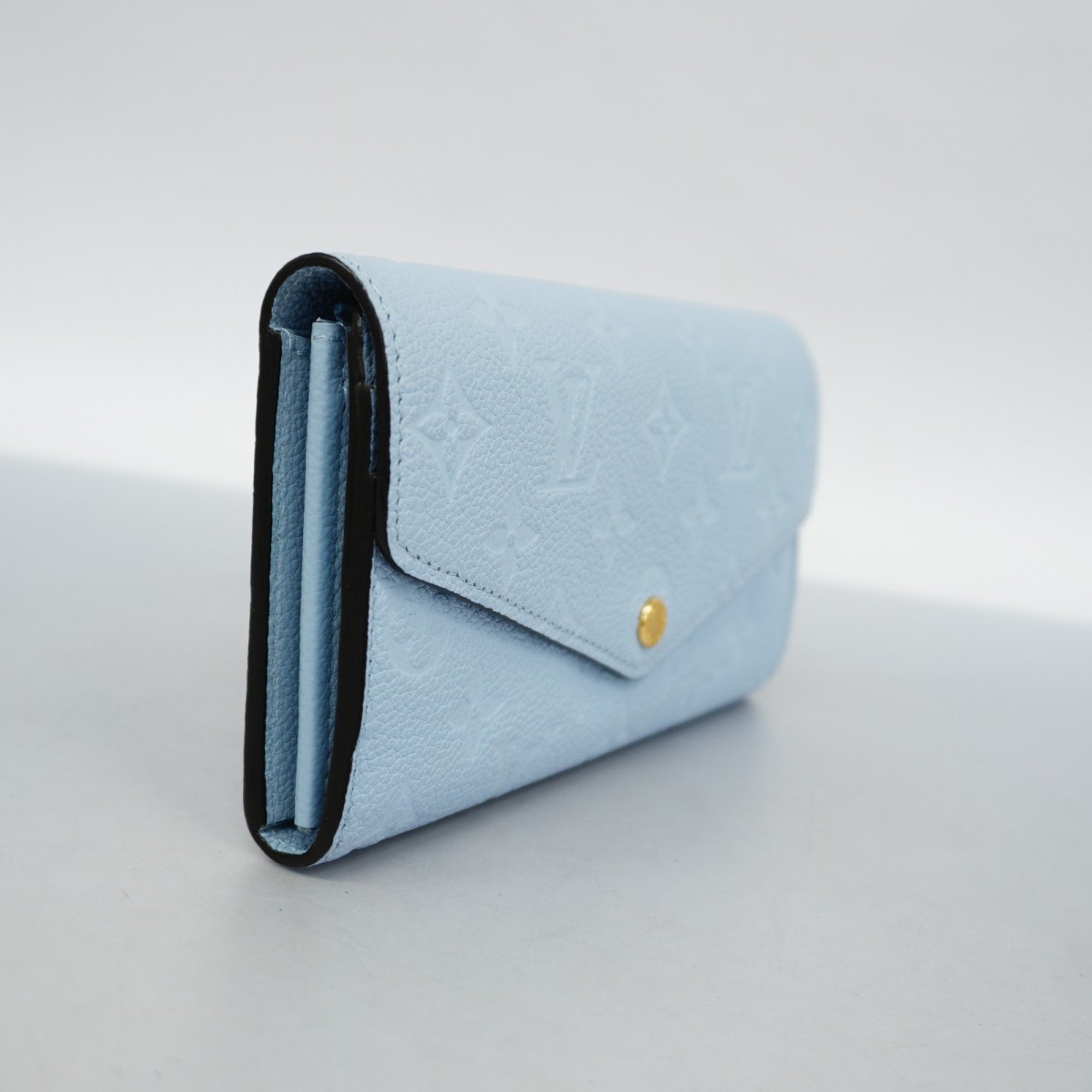 Louis Vuitton Long Wallet Monogram Empreinte Portefeuille Sarah NM M17779 Washed Blue Ladies