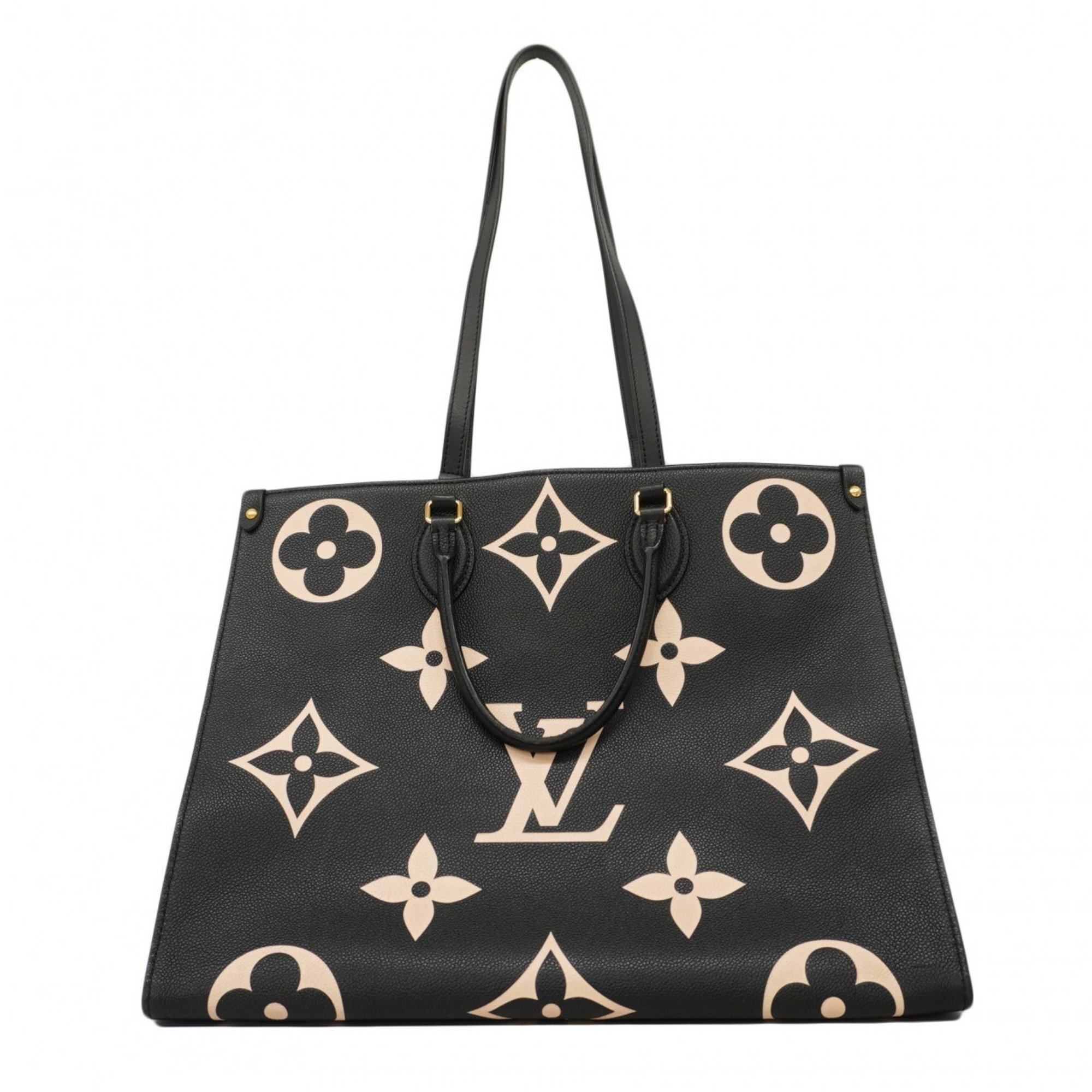 Louis Vuitton Tote Bag Monogram Empreinte Bicolor On the Go GM M45945 Black Beige Women's