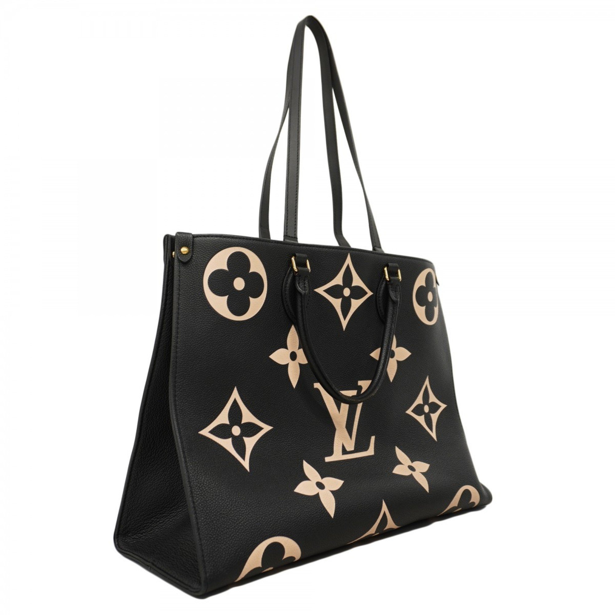 Louis Vuitton Tote Bag Monogram Empreinte Bicolor On the Go GM M45945 Black Beige Women's