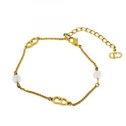 Christian Dior Bracelet CD Faux Pearl GP Plated Gold Women's