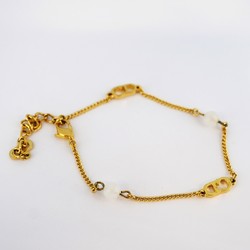 Christian Dior Bracelet CD Faux Pearl GP Plated Gold Women's