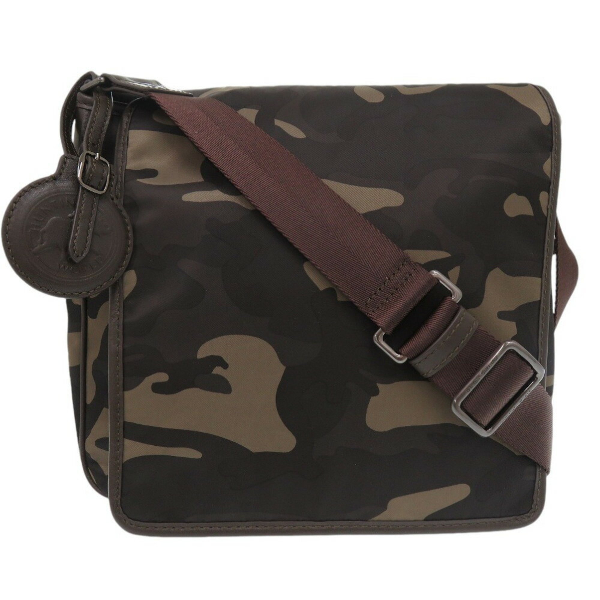 HUNTING WORLD Nylon/Leather Brown/Camouflage Shoulder Bag 0921HUNTING