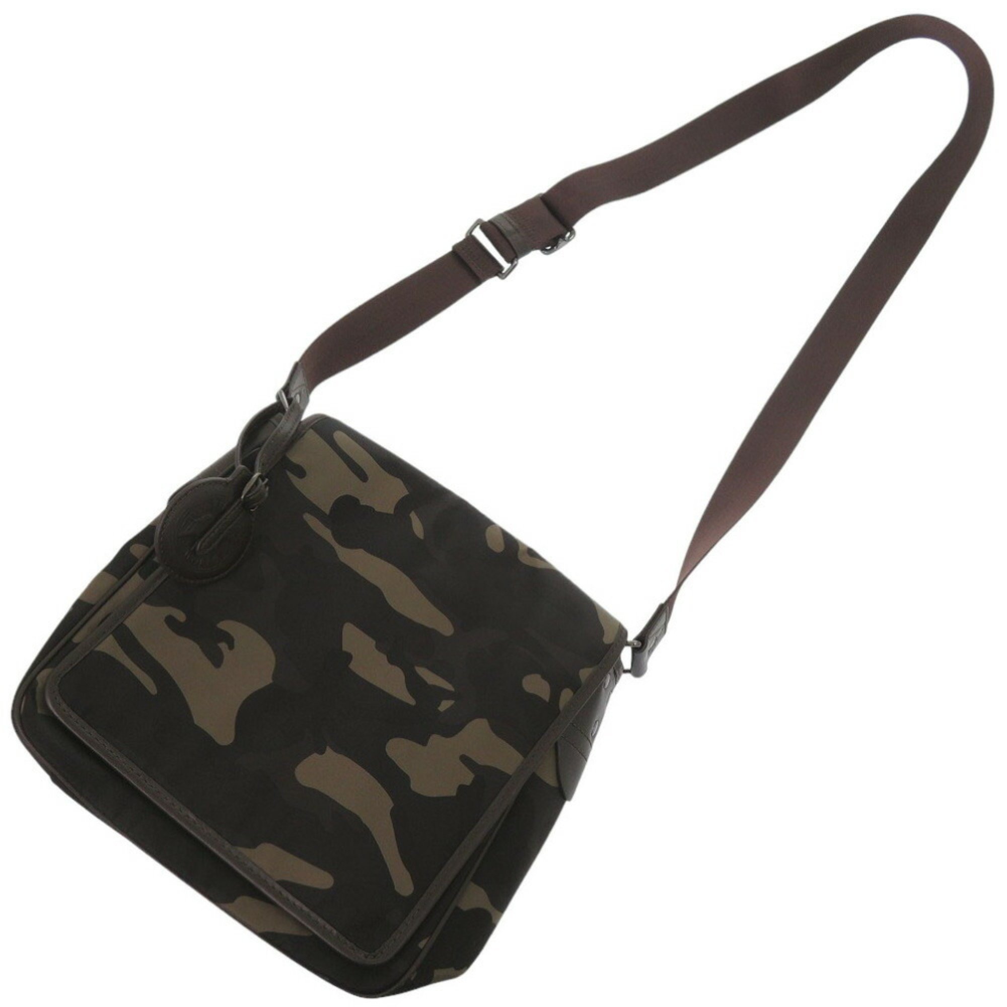 HUNTING WORLD Nylon/Leather Brown/Camouflage Shoulder Bag 0921HUNTING