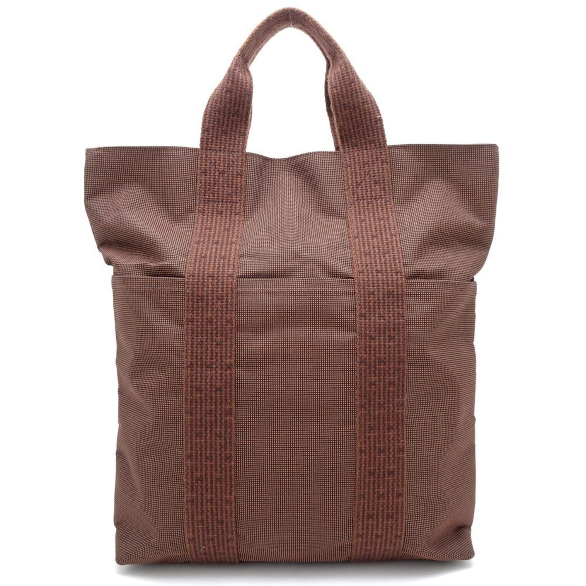 HERMES Hermes Cabas Tote Bag Air Line Canvas Brown 351721