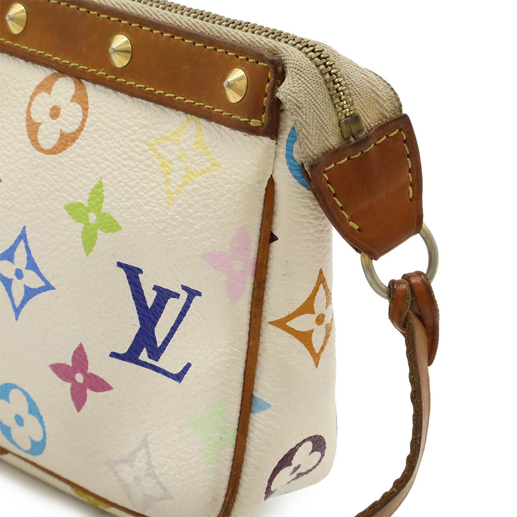 LOUIS VUITTON Louis Vuitton Monogram Multicolor Pochette Accessoires Pouch Handbag Blanc White M92649