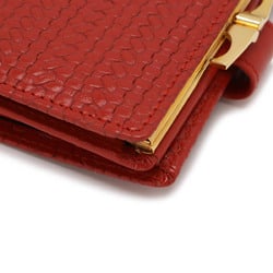 Christian Dior Bi-fold Wallet Leather Red