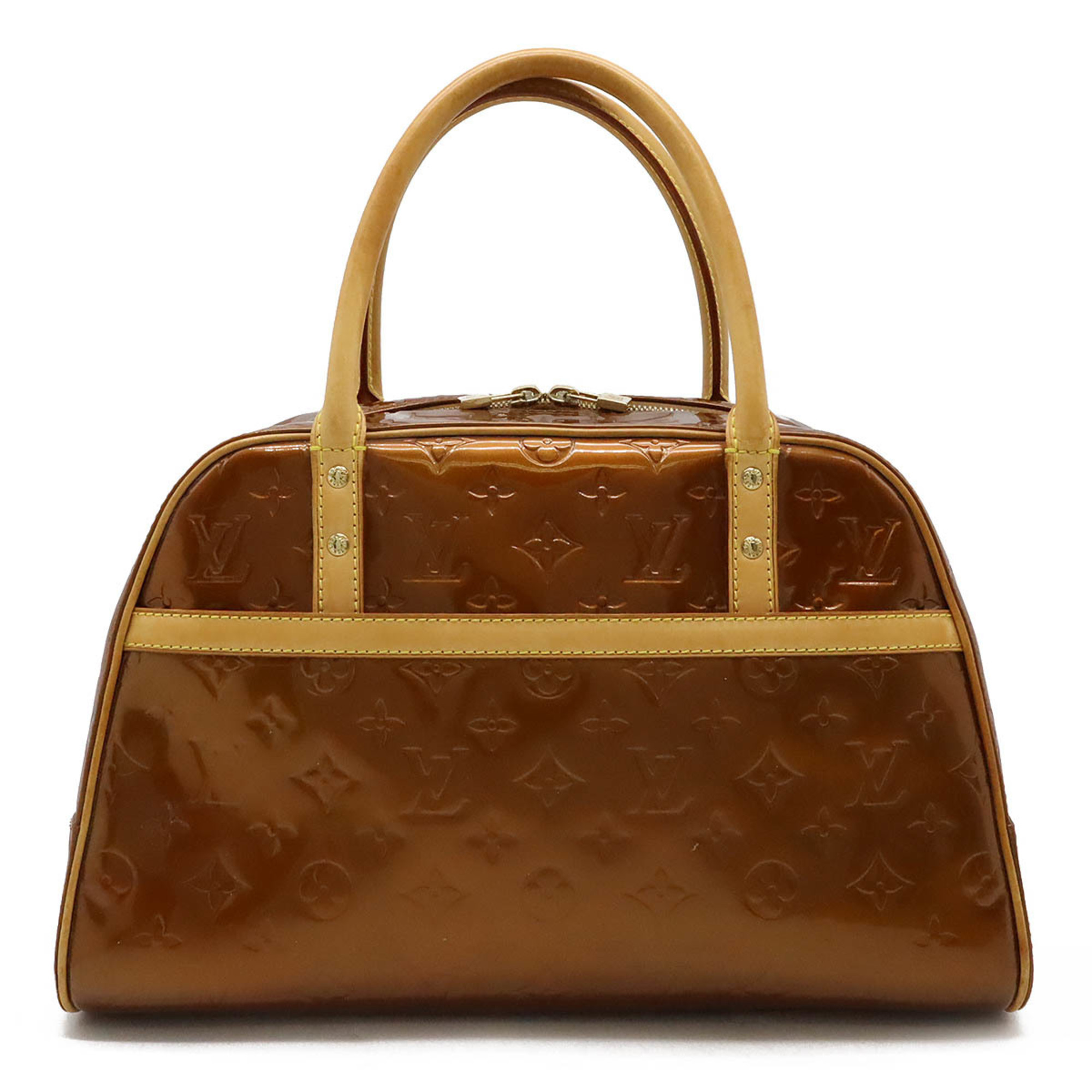 LOUIS VUITTON Louis Vuitton Monogram Vernis Tompkins Square Handbag Boston Bag Patent Calf Bronze M91103