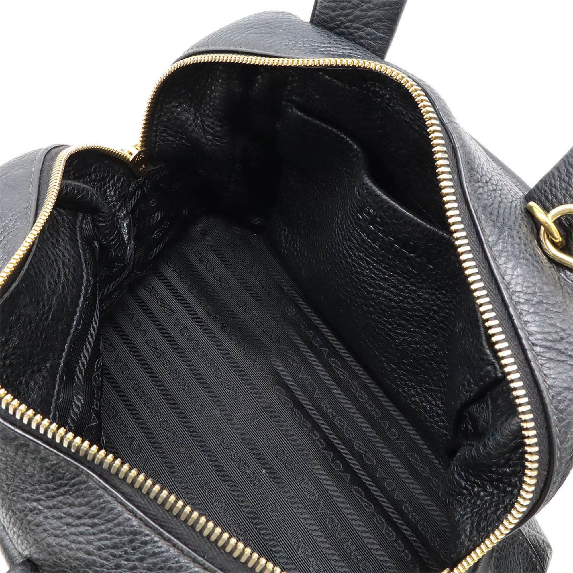 PRADA Prada Punching Handbag Bag Shoulder Leather NERO Black Purchased at a domestic boutique 1BB078