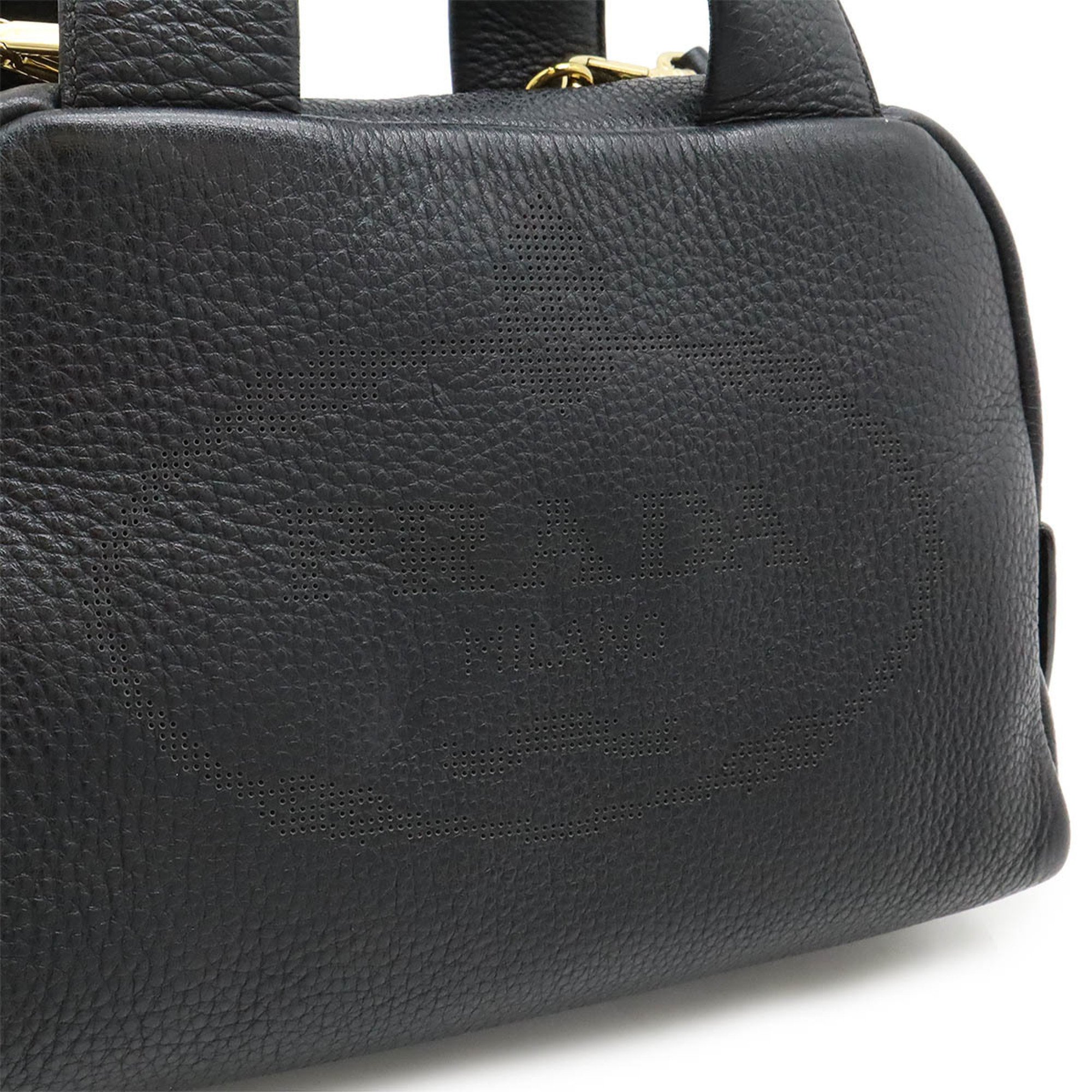 PRADA Prada Punching Handbag Bag Shoulder Leather NERO Black Purchased at a domestic boutique 1BB078