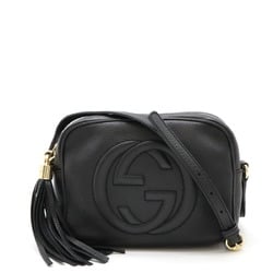 GUCCI Soho Small Disco Tassel Shoulder Bag Pochette Leather Black 308364