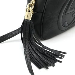 GUCCI Soho Small Disco Tassel Shoulder Bag Pochette Leather Black 308364