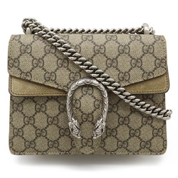 GUCCI Dionysus GG Supreme Chain Bag Shoulder Tiger Head PVC Suede Beige Greige 421970