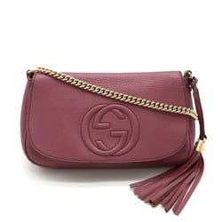 GUCCI Soho Tassel Chain Shoulder Bag Leather Purple 336752