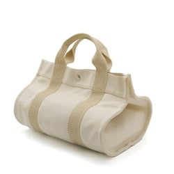 HERMES Cannes PM Tote Bag Handbag Canvas Ivory Beige