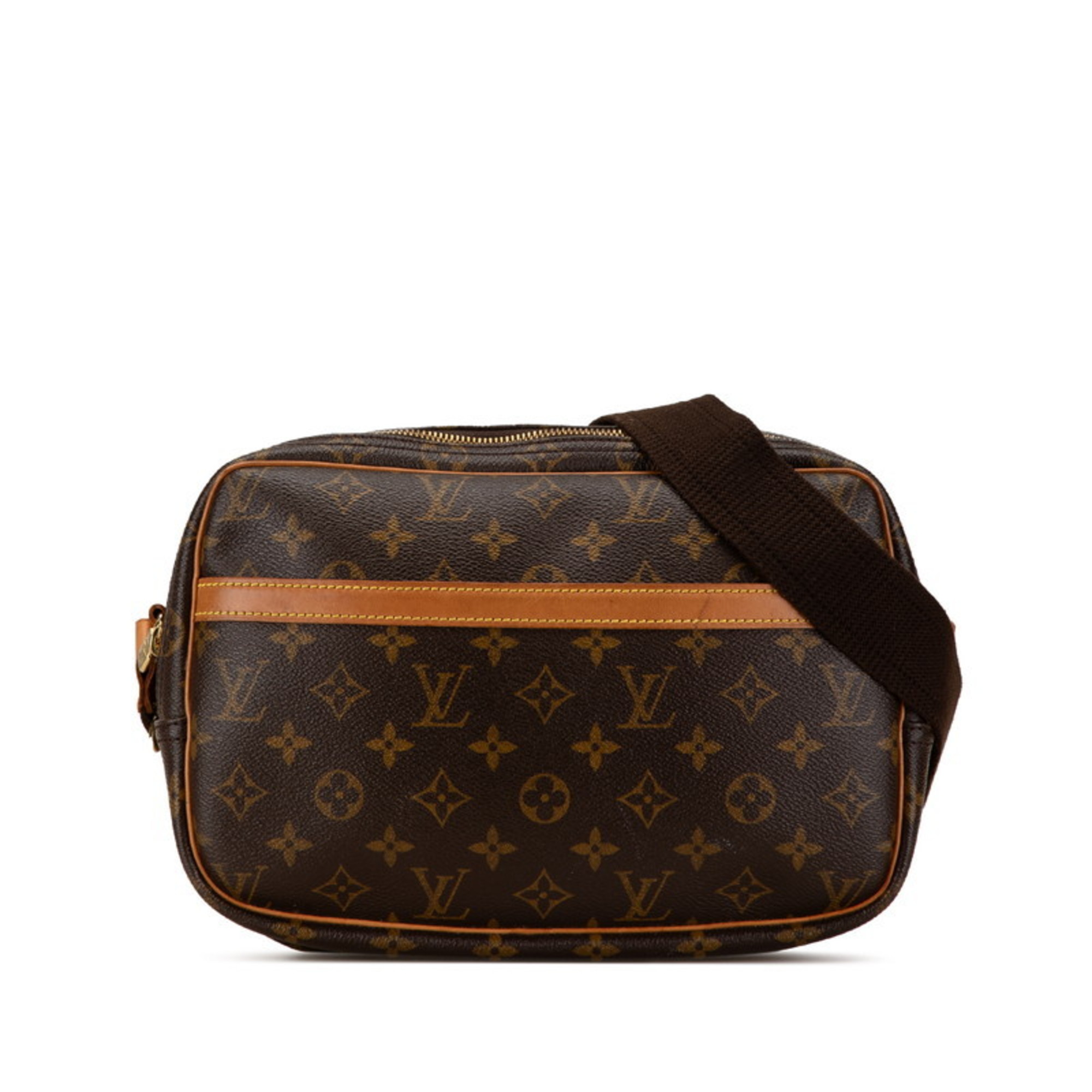 Louis Vuitton Monogram Reporter PM Shoulder Bag M45254 Brown PVC Leather Women's LOUIS VUITTON