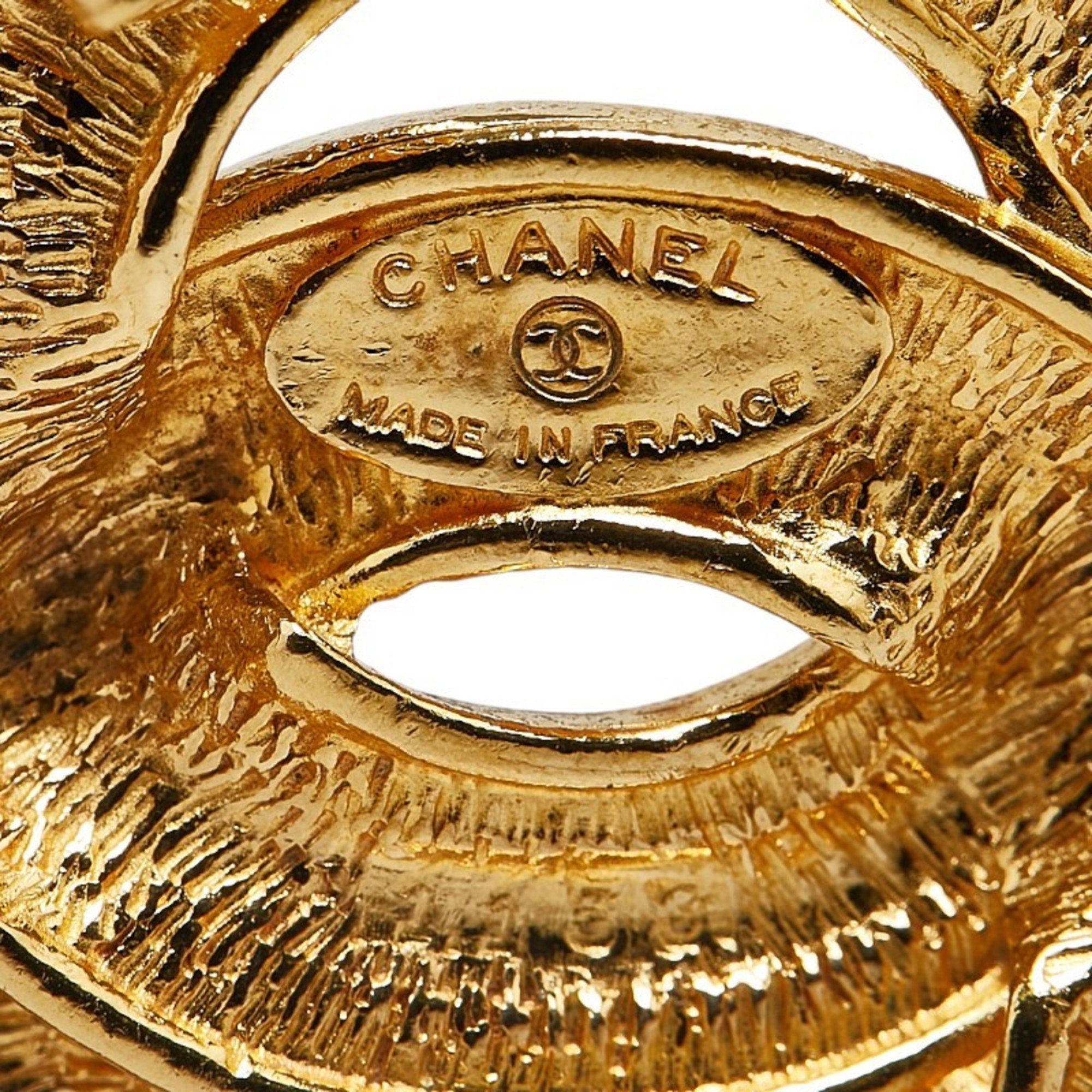 Chanel Coco Mark Matelasse Brooch Gold Plated Women's CHANEL