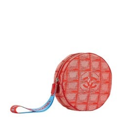 Chanel New Travel Line Coco Mark Shoulder Bag Orange Red Blue Canvas Nylon Leather Women's CHANEL