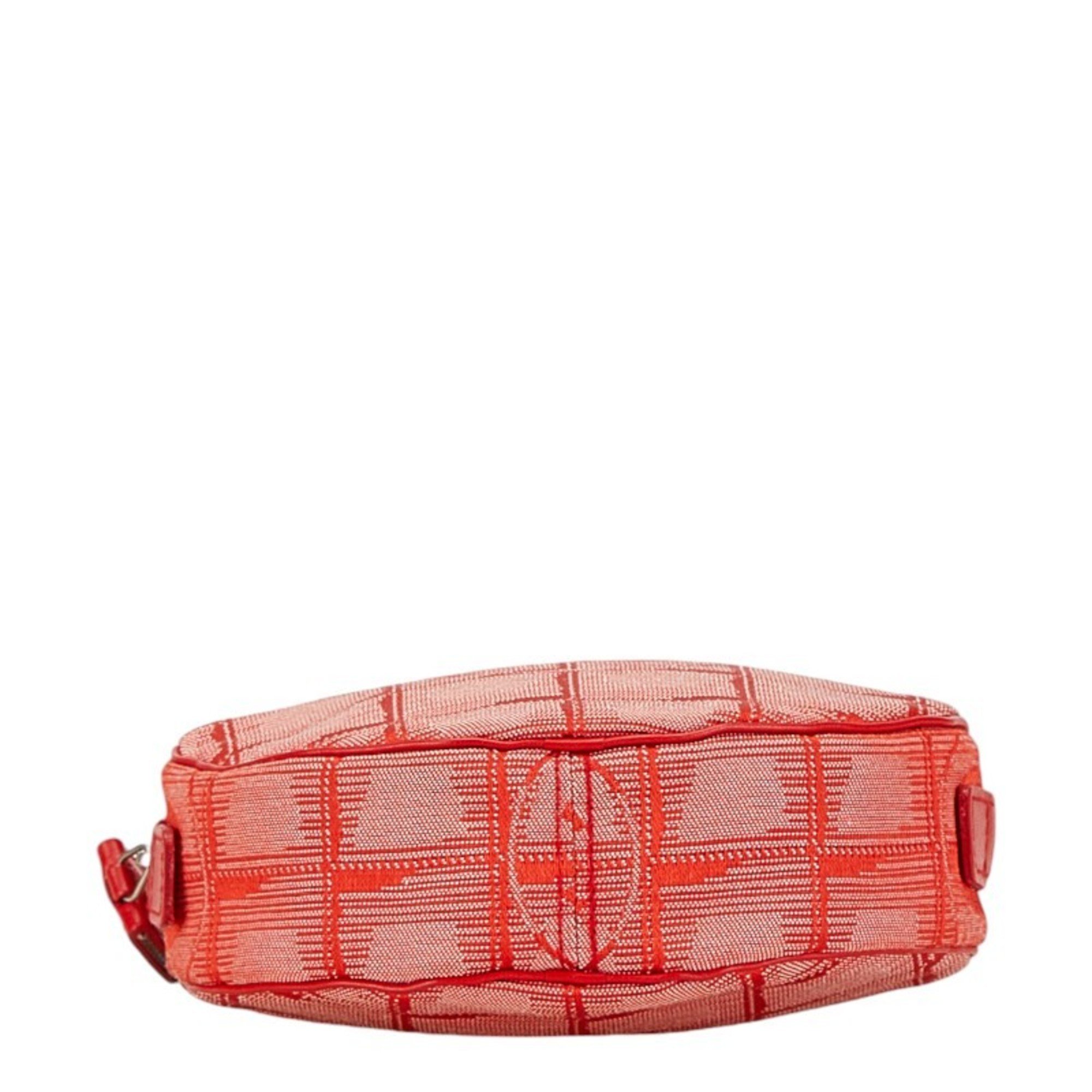 Chanel New Travel Line Coco Mark Shoulder Bag Orange Red Blue Canvas Nylon Leather Women's CHANEL