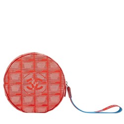 Chanel New Travel Line Coco Mark Shoulder Bag Orange Red Blue Canvas Nylon Leather Women's CHANEL