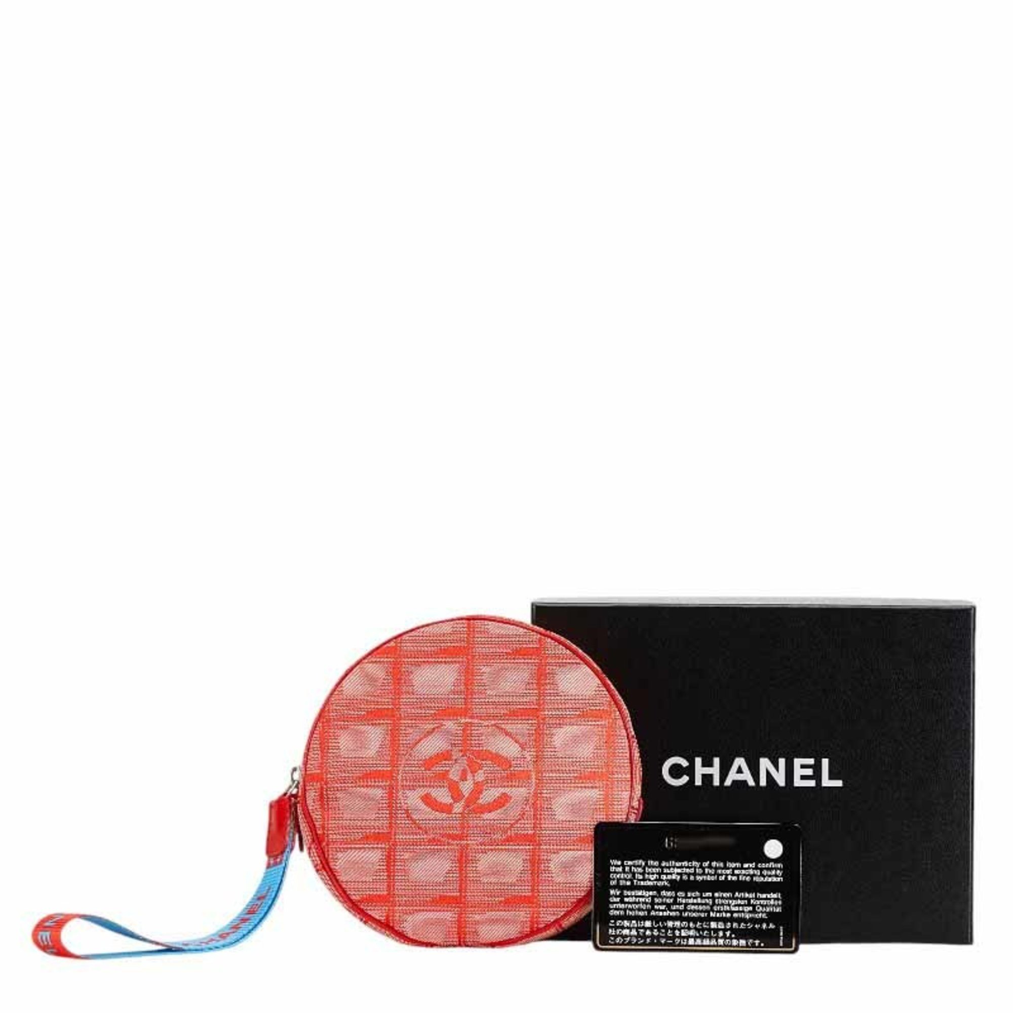 Chanel New Travel Line Coco Mark Shoulder Bag Orange Red Blue Canvas Nylon Leather Women's CHANEL