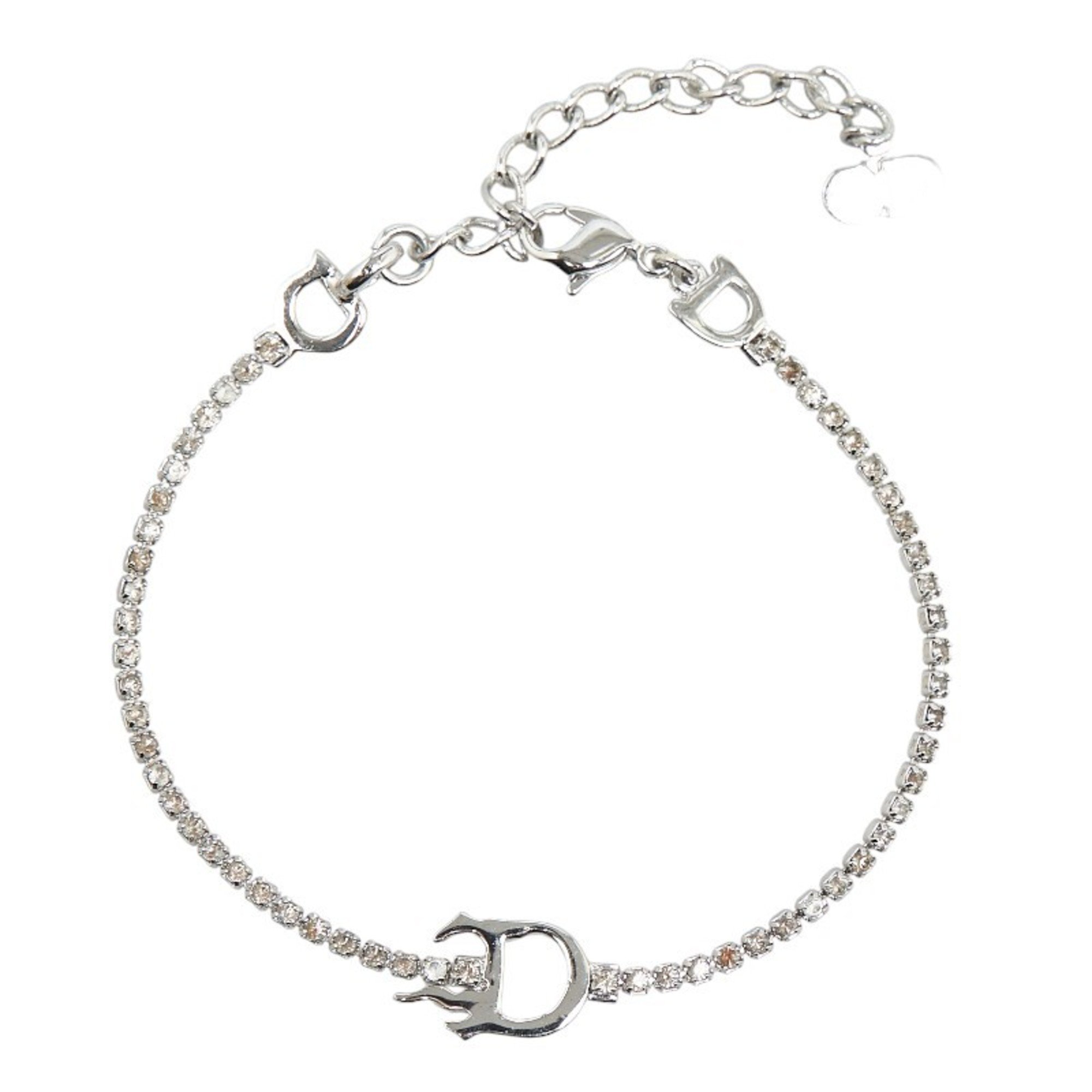 Christian Dior Dior D motif bracelet silver metal women's