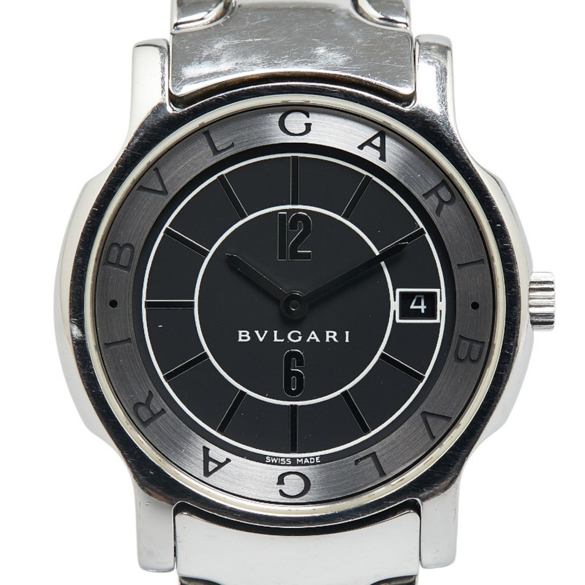 BVLGARI Solotempo Watch ST35S Quartz Black Dial Stainless Steel Men's