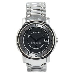 BVLGARI Solotempo Watch ST35S Quartz Black Dial Stainless Steel Men's