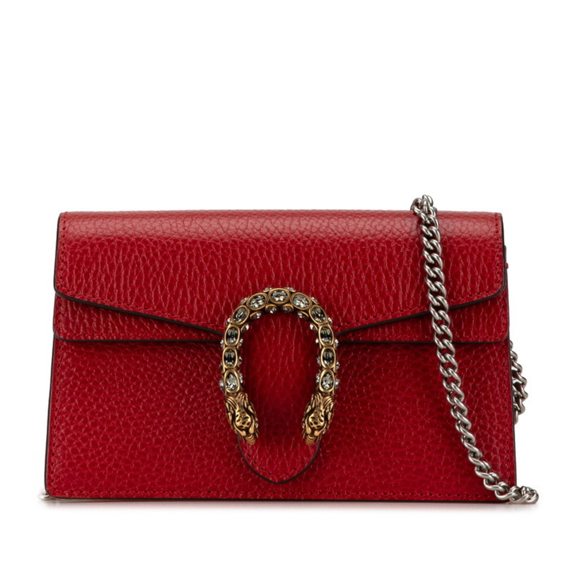 Gucci Dionysus Chain Shoulder Bag 476432 Red Leather Women's GUCCI