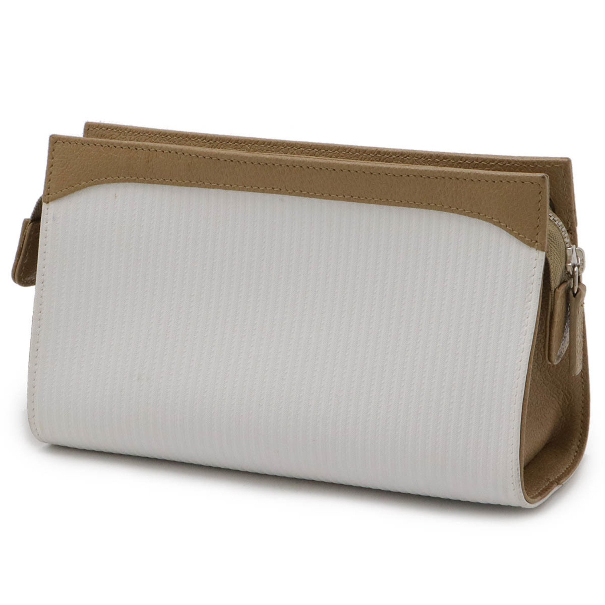 BVLGARI Bulgari Millerige Multi Pouch PVC Leather White Beige