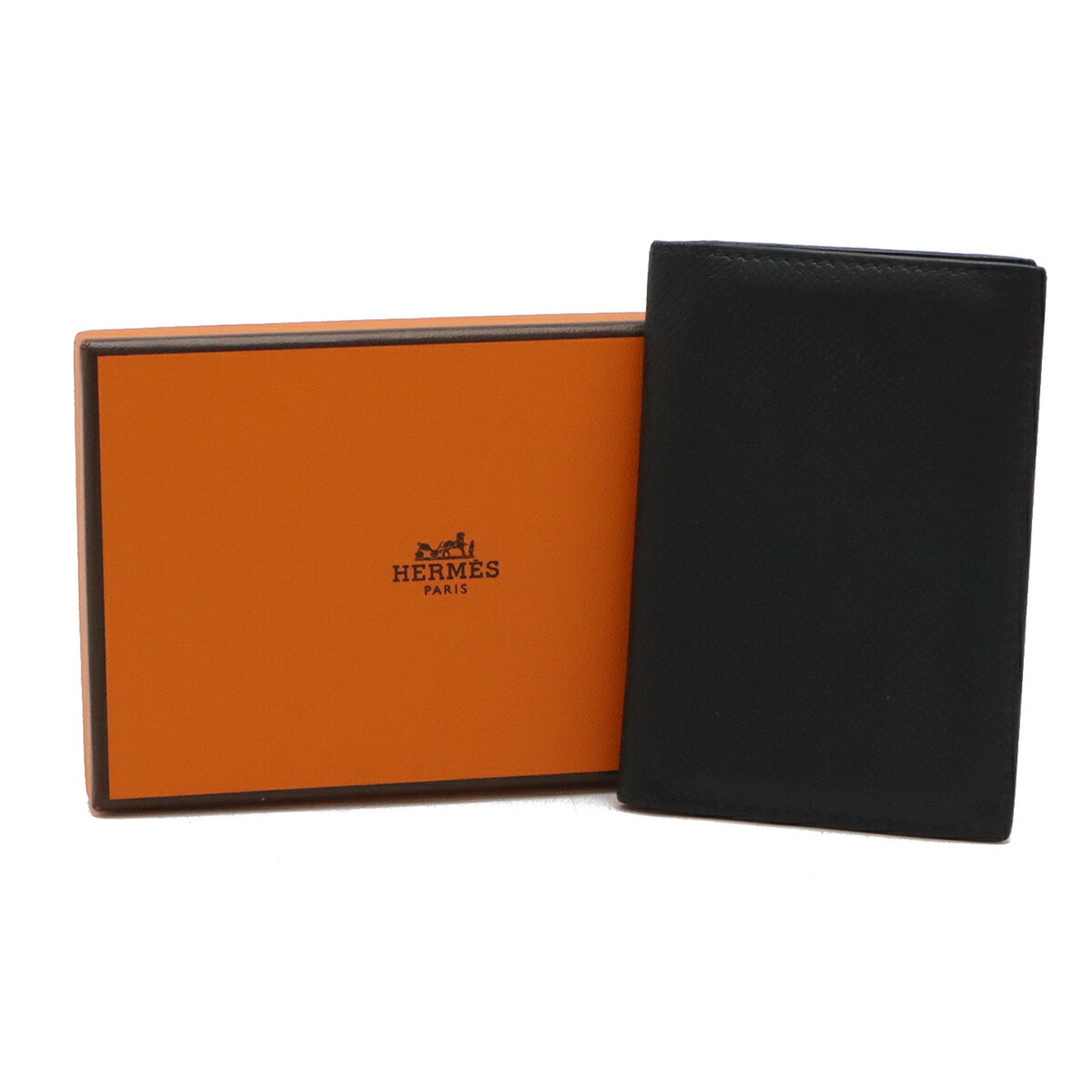 HERMES MC2 Euclid Card Case, Business Holder, Pass Veau Epsom Leather, Black, X Stamp